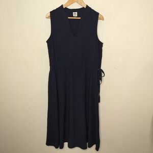 Anne Klein Navy Midi Dress Sleeveless Pockets